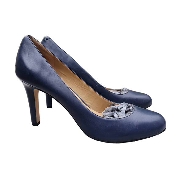 Ann Taylor Classic Round Toe Leather Pumps Heels 9.5 - Picture 2 of 9